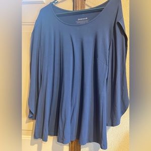 Betabrand Samantha Tunic Blouse Top Womens XLarge Blue Tulip Sleeves Athleisure